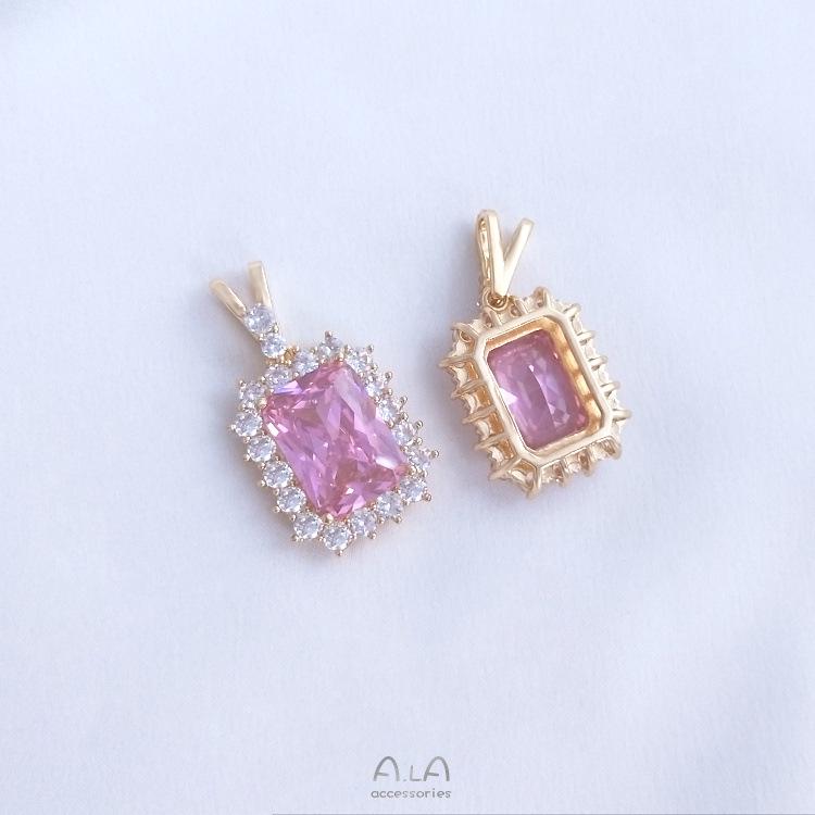 14K Ozeanherz Kristall & Zirkon Pfirsichherz Halskette Anhänger