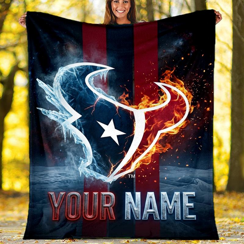 custom Name Text Fire Ice Theme blanket Soft Flannel Blanket Plush Throw Blanket Cozy Sofa Bed Blanket for Home Decor