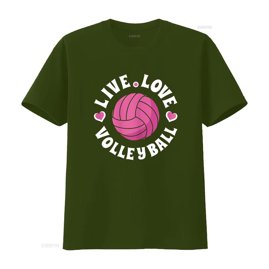 Live Love Volleyball T-Shirt für Damen Mädchen Fan vintage Gewaschen Atmungsaktiv Dehnbar Lässig Mode Leicht Stilvoll