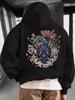Japanese Hannya Mask & Samurai Swords Graphic Hoodie Sweatshirt