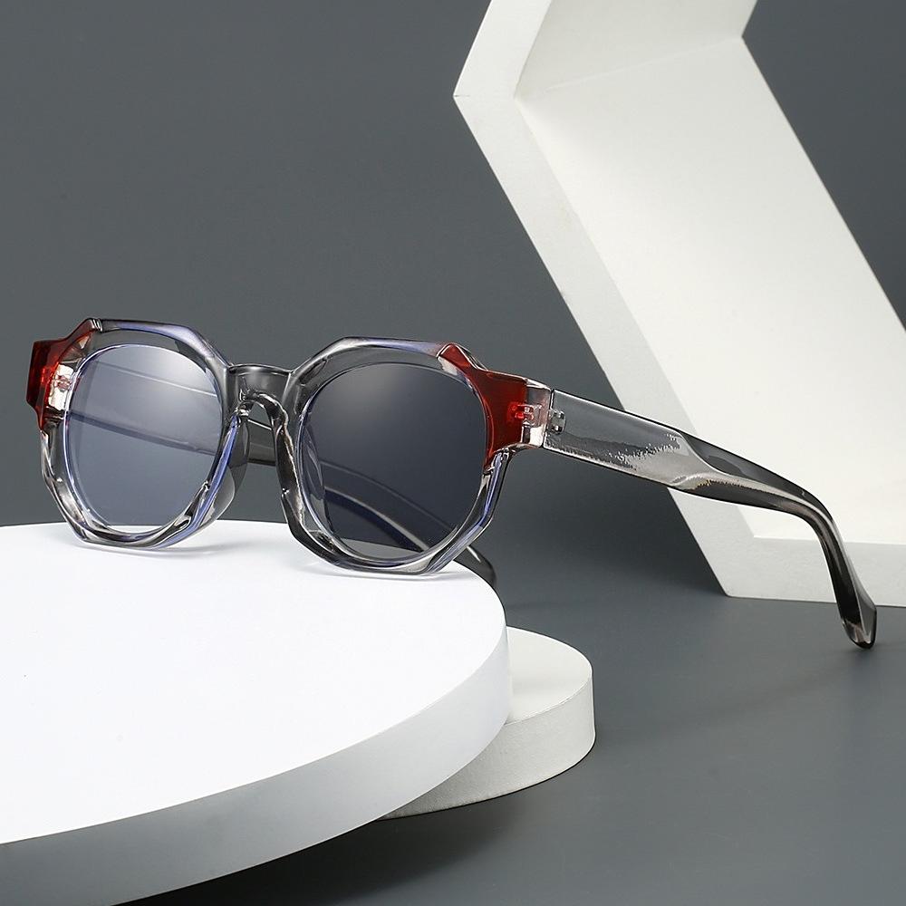 New Photochromic Anti-Blue Light Presbyopia Glasses Unisex Stylish Polygonal Frame High-Definition Reading Eyewear 0 To +4.0