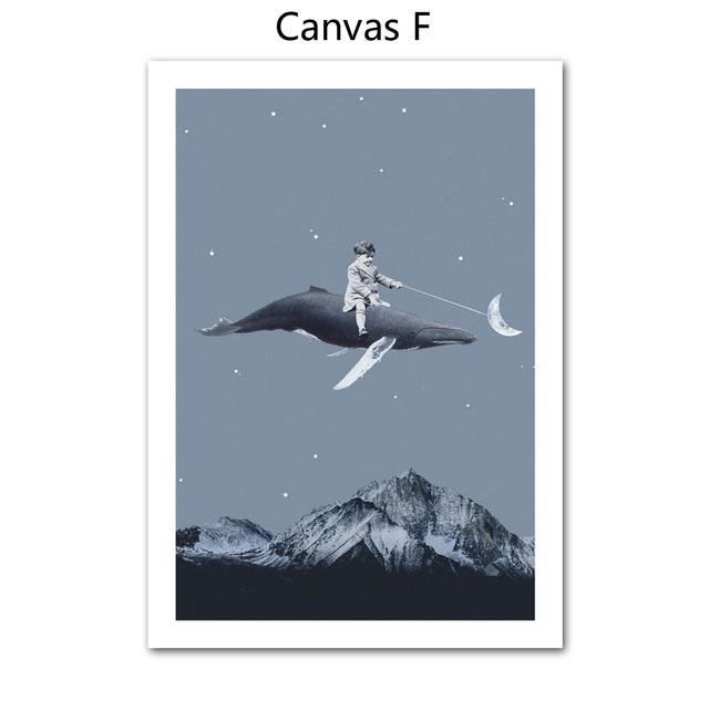 Abstraktní Severská velryba Kouzelná konvice Potápění Víno Taneční stěna Umělecká reprodukce Plakát Obraz na plátně Domácí dekorace Obrazy do obývacího pokoje