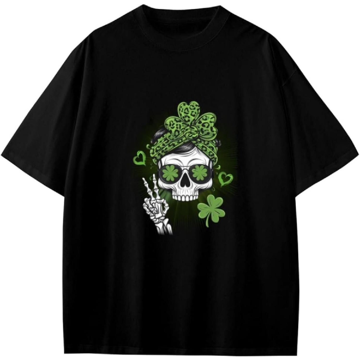 Retro St Patrick s Day Skull Girl Funny Anime Gift Teens Boys Girls T-Shirt XXXXXL разноцветный