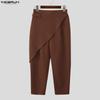 INCERUN Men Back Elastic Waist Casual Long Front Layers Harem Pants Trousers