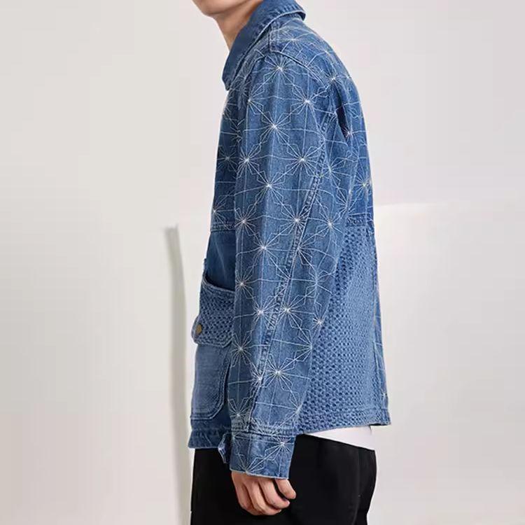 Li Ning Sports Basketball Series Loose Casual Denim Jacket Autumn Men Jacket Denim-Blue AJDR441-1