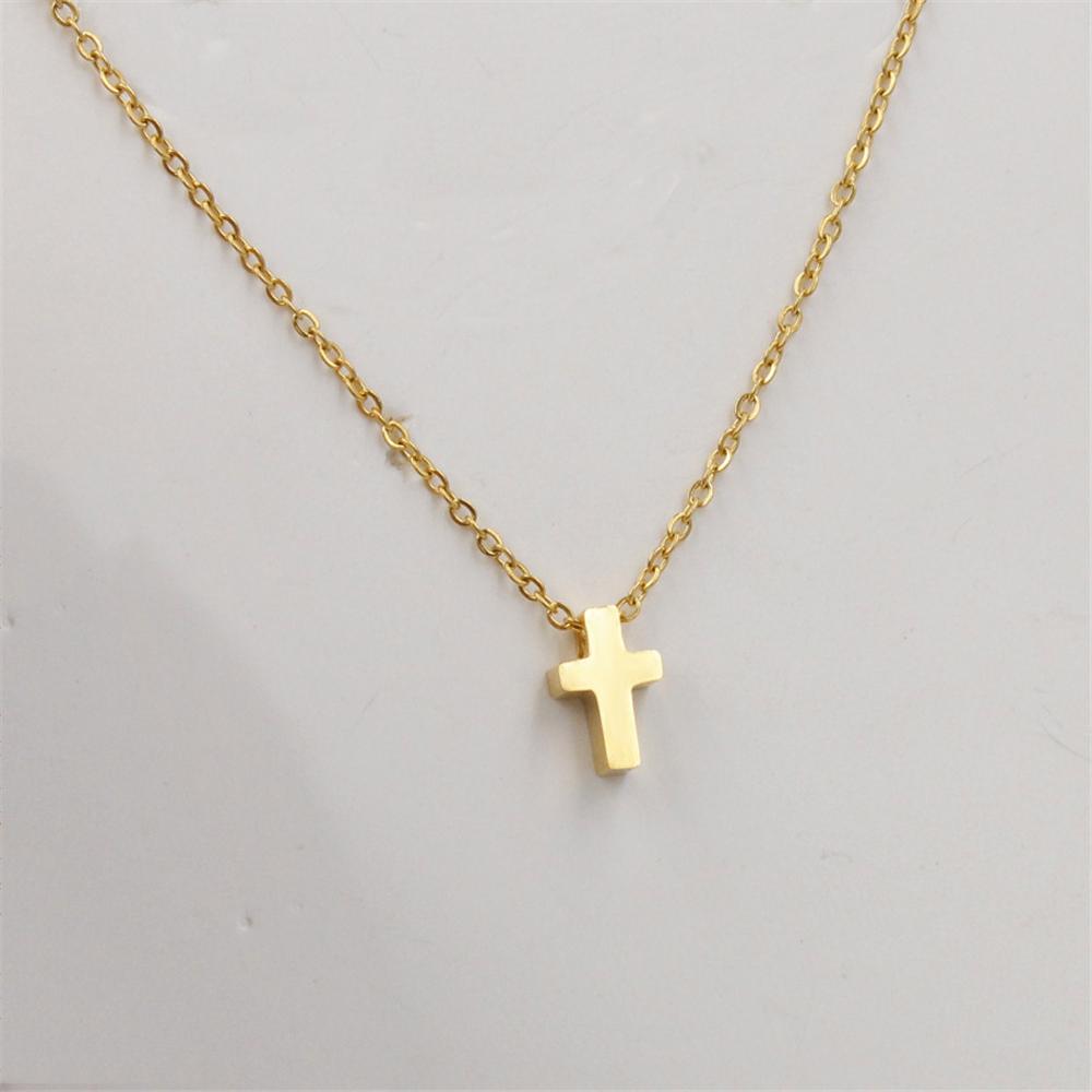 Gold Cross Necklace For Women Gold Color Stainless Steel Fashion Female Small Jesus Cross Pendant Jewelry