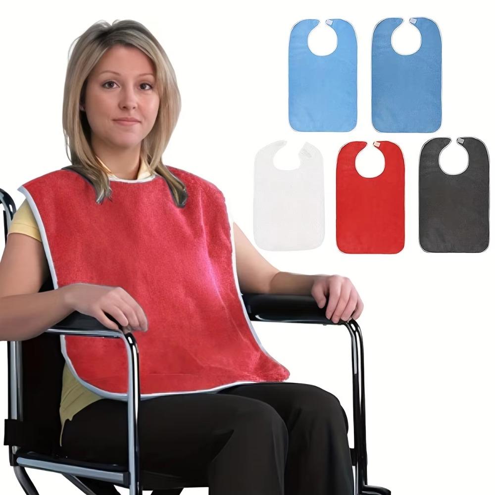 Soft Adult Bib Adjustable Mouth Wipe Polyester Daily Care Apron Adult