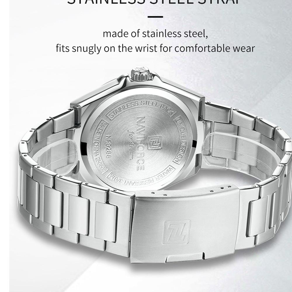Naviforce Original Quartz Watch for Men Calendar Stainless Steel Strap Luminous Pointer Round Case Waterproof Men Watch NF9266