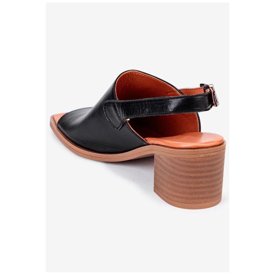 Women's Genuine Leather Chunky Heeled Casual Sandals