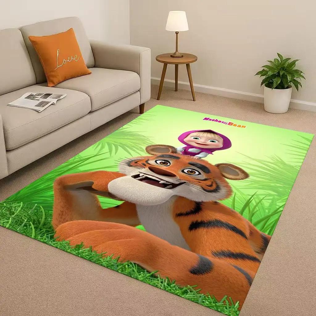 New Cartoon M-Masha And B-Bear Christmas Gift Living Room Non-Slip Area Rug Carpet For Bedroom Playroom Sofa,Home Decor Doormat