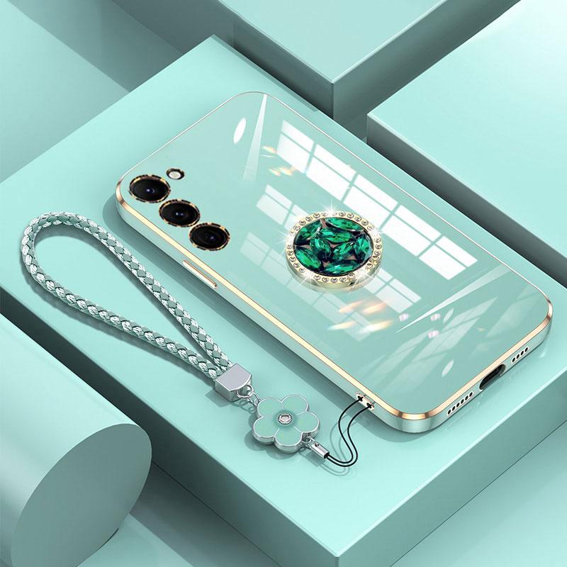 S 23 Case Luxury Diamond Ring Cover For Samsung Galaxy S23 S21 S20 FE S10 S9 Plus A05 Phone Case With Lanyard Plating Cases S23