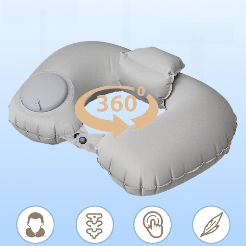 Inflatable U-shaped Pillow Press Portable Travel Neck Protection Pillow Raised Back Neck 360 ° Surround Support Ergonomic Design Neck Pillow