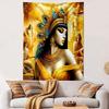 Egyptian Queen with Golden Peacock Crown Patterned tapestry home decor, suitable for bedroom and living room, gift