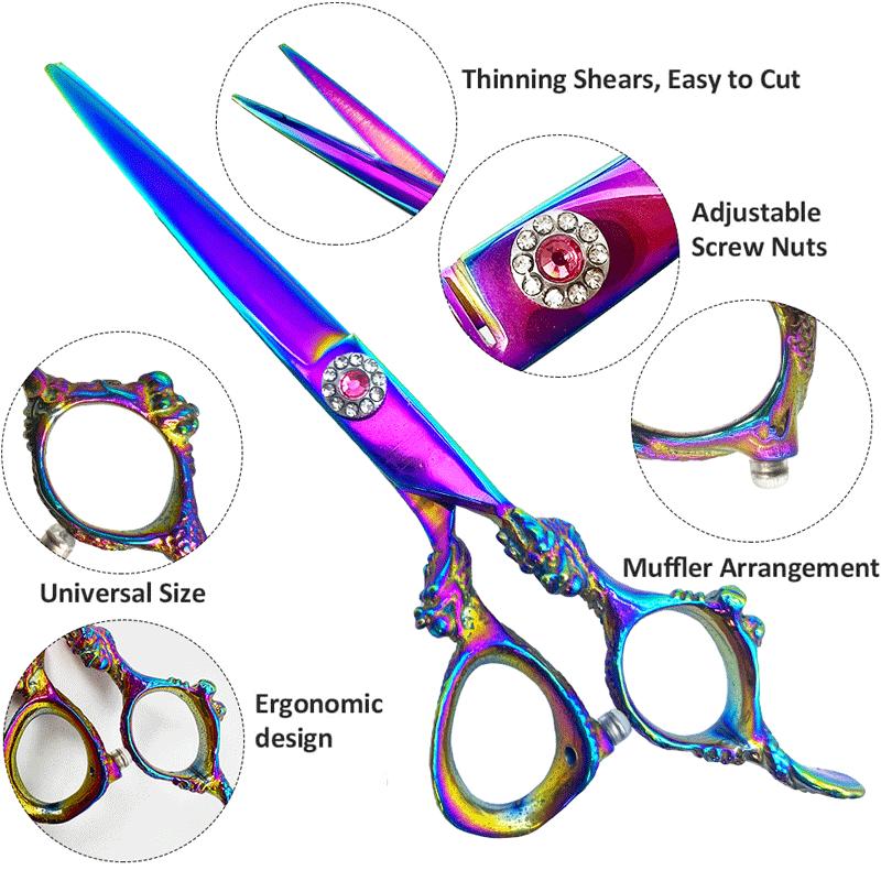 Colorful Styling Professional Barber Scissors Kit Handcrafted Hair Scissors Kit Thinning Scissors Hairdressing Scissors Set
