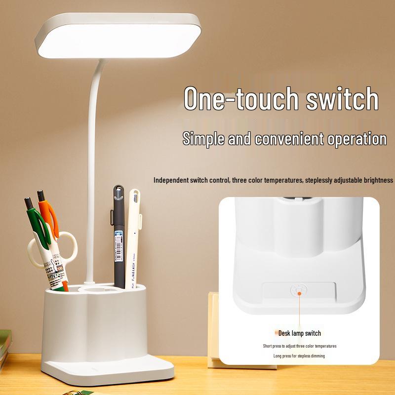 Multifunctional LED Desk Lamp with Pen Holder & Eye Protection for Students - Charging & Night Light
