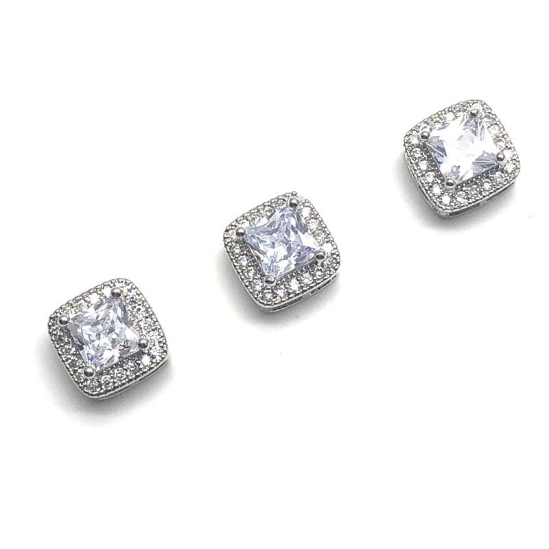 5pcs Square Rhinestone Crystal Buttons Cubic Zirconia Button for Sweater Coat Sewing for Cashmere Knit Cardigan
