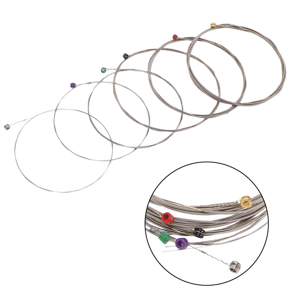 Akustikgitarrensaiten Folk-Gitarrensaiten Versilbert Beschichtet Hochkohlenstoffstahl Sechskantkern Warmer Heller Ton Farbe Kugel