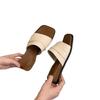 Slope heel cool slippers female 2025 summer new retro niche fairy one-word drag French square head thick-soled slippers female