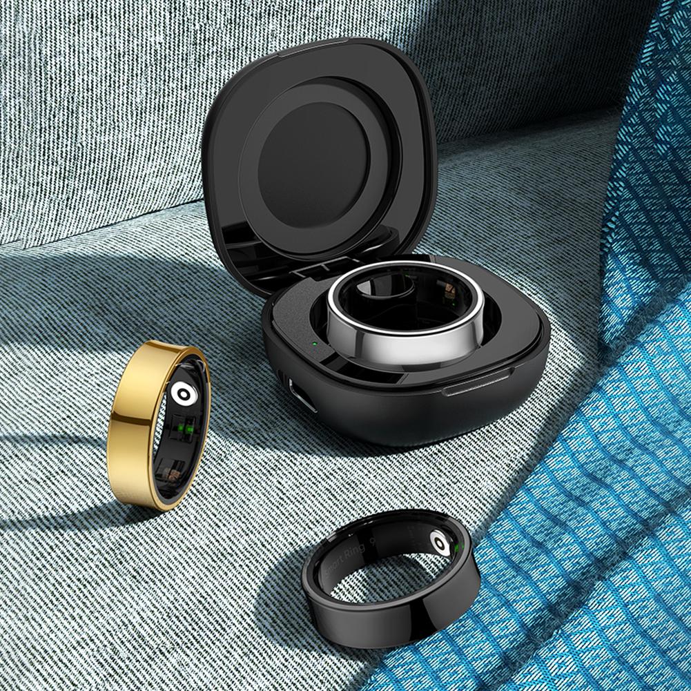 R09 Smart Ring Heart Rate Blood Oxygen Sleep Monitoring Waterproof Health Fitness Rings with Charging Case Taking Photos Remote