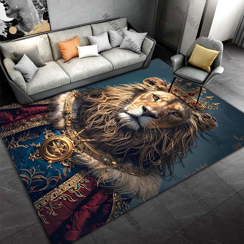 Regal lion in royal attire carpet Yoga living room room decor children's crawling mat doormat area rug games mat