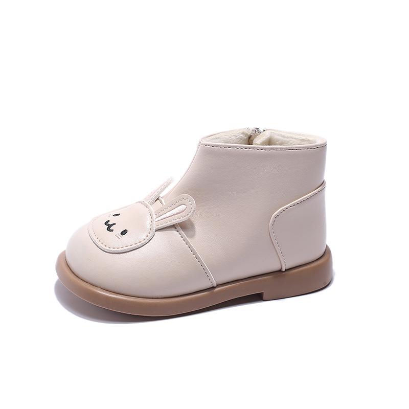 

Cute Rabbit Pattern Children Boots for Winter Warm Girls Pretty Silhouette Radish Kids Shoes Plush Lined Student Footwear H08065 21 бежевый