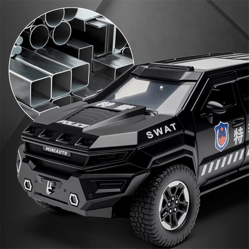 1:24 Vengeance Legierung Explosionsgeschütztes Fahrzeugmodell Metall Polizei Gepanzertes Geländefahrzeug Automodell Ton und Licht Kinderspielzeug Geschenk