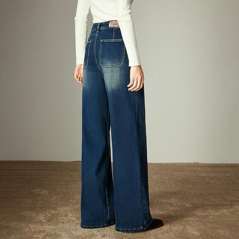 Chuyu Women's Warm Lycra Stretch Wide-Leg Shaping Jeans