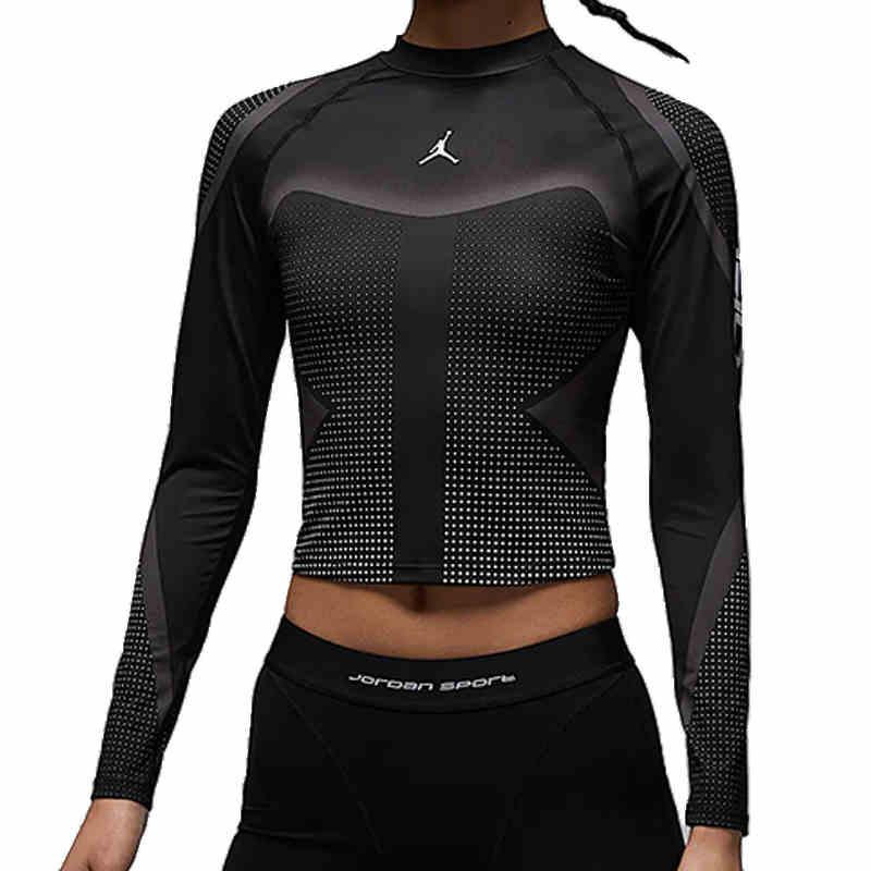Jordan Gfx Spt Ls Df Top Moda Versatile Comodo Maglietta a Maniche Lunghe Top Donna Nero HF9481-010
