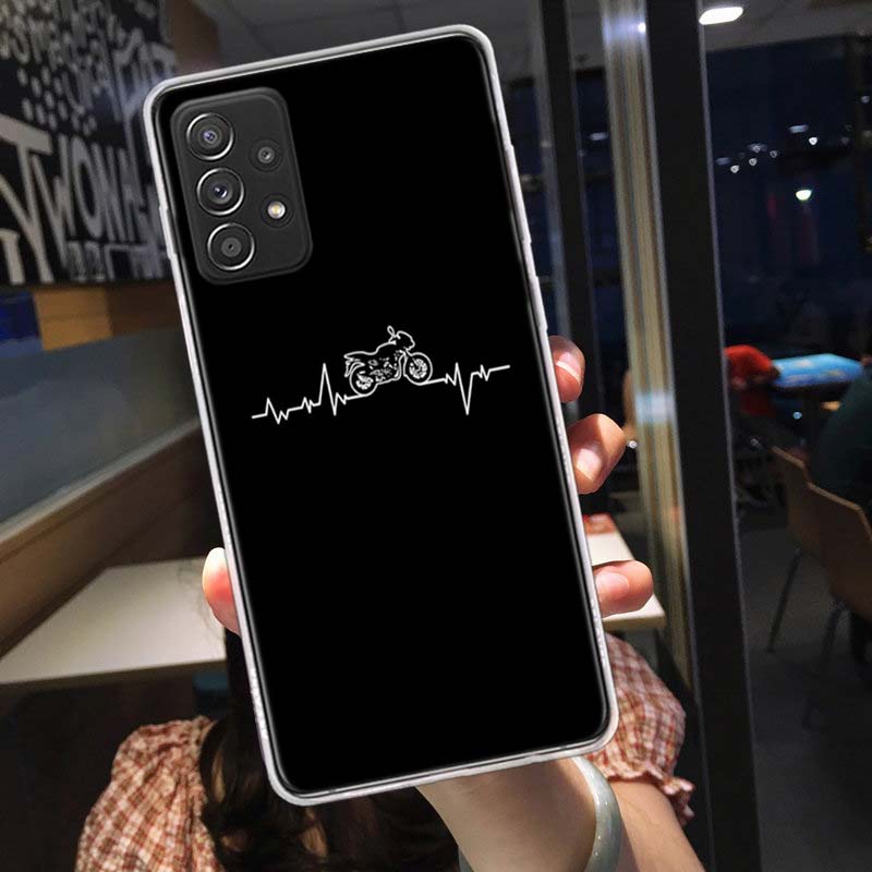 Motorcycle Heartbeat Phone Case for Samsung A54 A57 A37 A17 A14 A15 A12 A24 A34 A55 A35 A25 A52S A07 A05S A04S A22 A32 A72 Galax