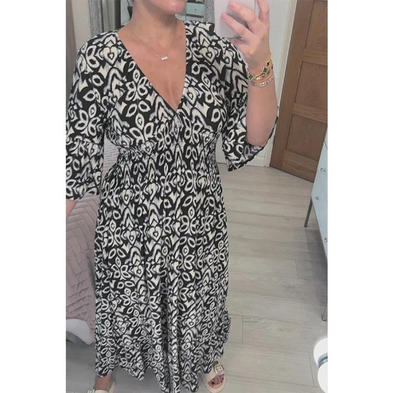 QICED Abiti Casual Estivi Primaverili alla Moda con Maniche a 3/4 e Scollo a V