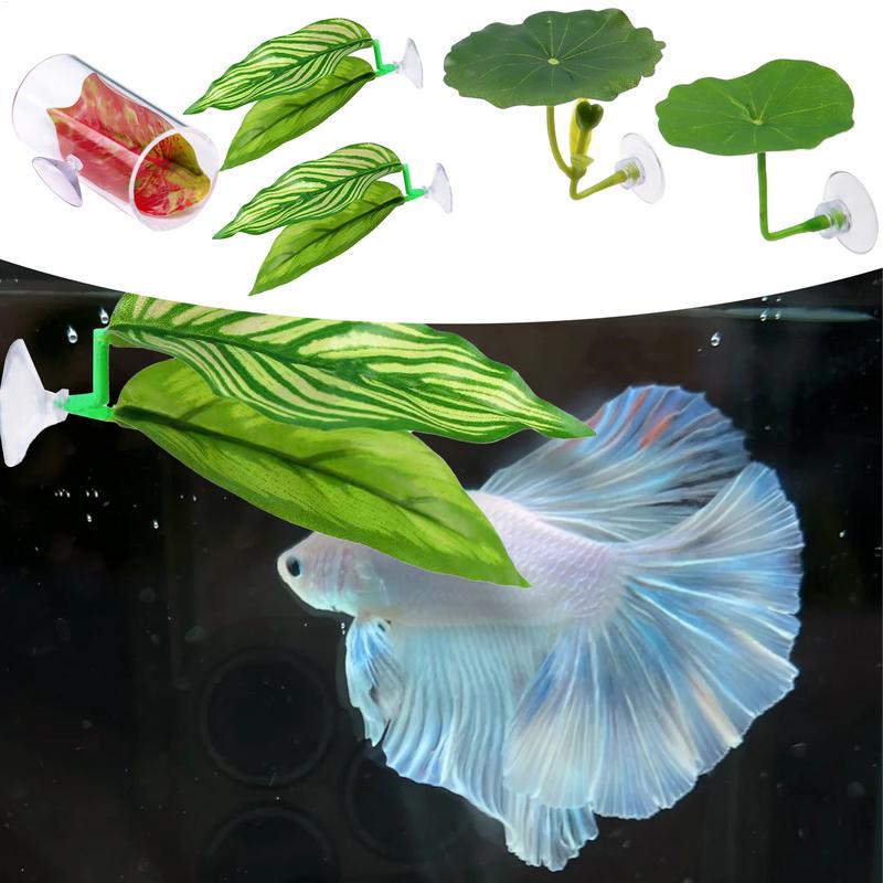 Betta Hammock Leaf Sleeping Bed For Fish Tank Set Of 5 Aquarium Decoration Habitat For Spawning Resting Guppy Sleeping Bed
