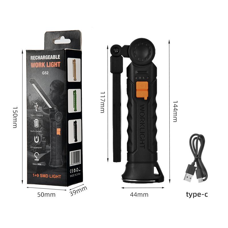 1/2/3/5Pcs Magnetic COB LED Flashlight Portable USB Rechargeable Work Light Hanging Lamp with Built-in Battery Camping Torch