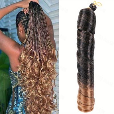 Synthetische lange, lose geflochtene Spiral-Häkelhaarverlängerungen, gestreckte französische Locken-Zöpfe für Cosplay-Kleidung für Frauen