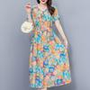 Elegant Women Dresses Summer Plus Size Vintage Clothes Short Sleeve Casual Long Dress