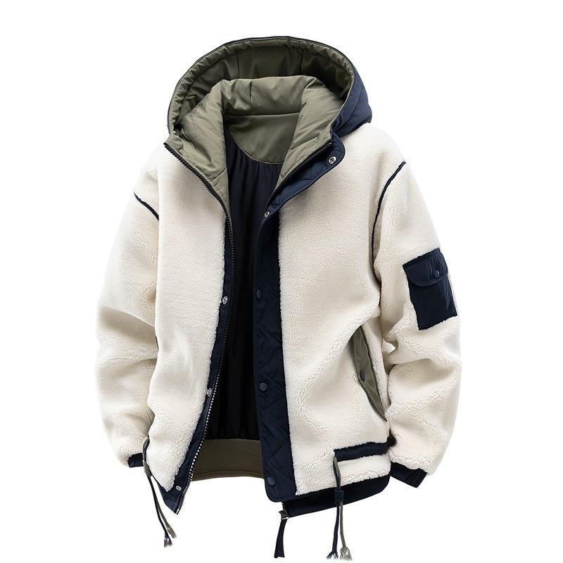 Thickened Rocker Velvet Cotton Clothing Men's Winter High-end Loose Cotton Clothes Trend Hooded Cotton Clothes Men Fashion Casual Jacket