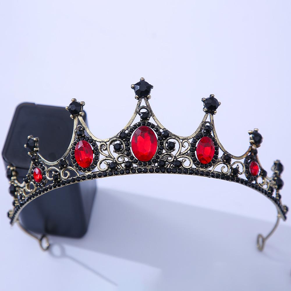 DIEZI Luxury Elegant Purple Rose Red Crystal Crown Hair Accessories Tiara Women Party Rhinestone Bridal Crown New Hair Jewelry
