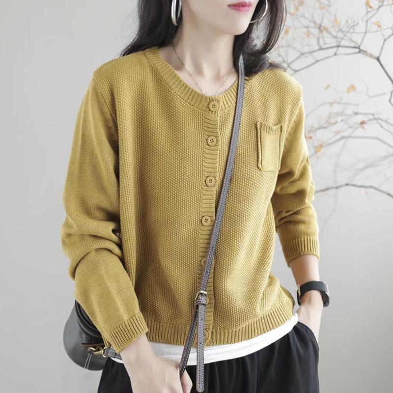 Knitted Cardigan Women's Autumn and Winter Sweater Coat Korean-style Laid-back Sweater Coat