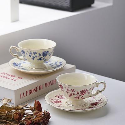 Tazza e Sottotazza da Tè Inglese da 220ML Set Tazza da Caffè in Ceramica Elegante Tazza da Tè per Casa Ufficio Caffetteria Ristorante Bicchieri Regalo