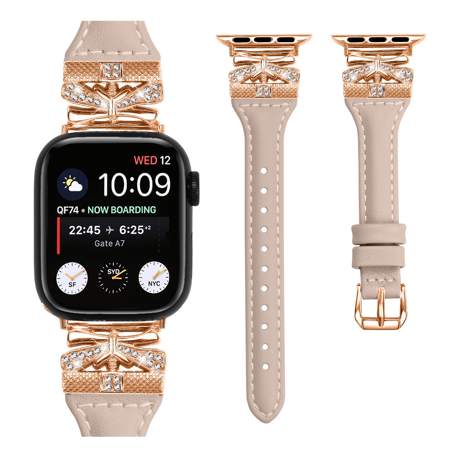 

Rose Gold Buckle Watchband for Apple Watch Series 10 46mm/Ultra 2 Ultra 49mm/Series 9 8 7 45mm/6 5 4 SE (2023) SE (2022) SE 44mm/3 2 1 42mm Black