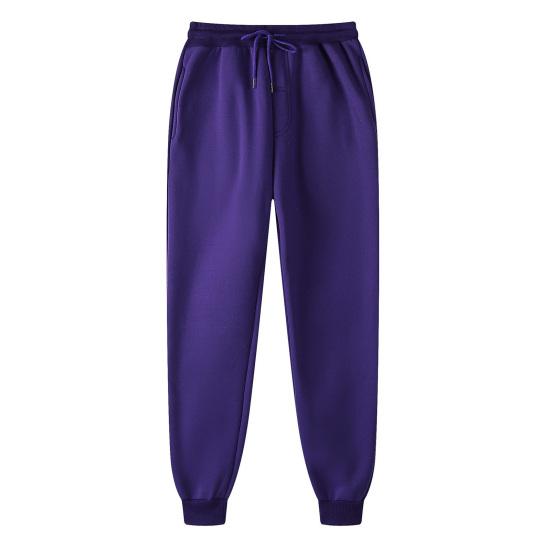 Men Solid Color Casual Sweatpants Drawstring Elastic Waistband Pockets Sport Pants Wide Leg Jogging Pants