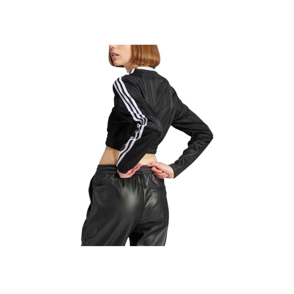 adidas Originals T-shirt Cropped a Maniche Lunghe Donna Top Nero IR9802