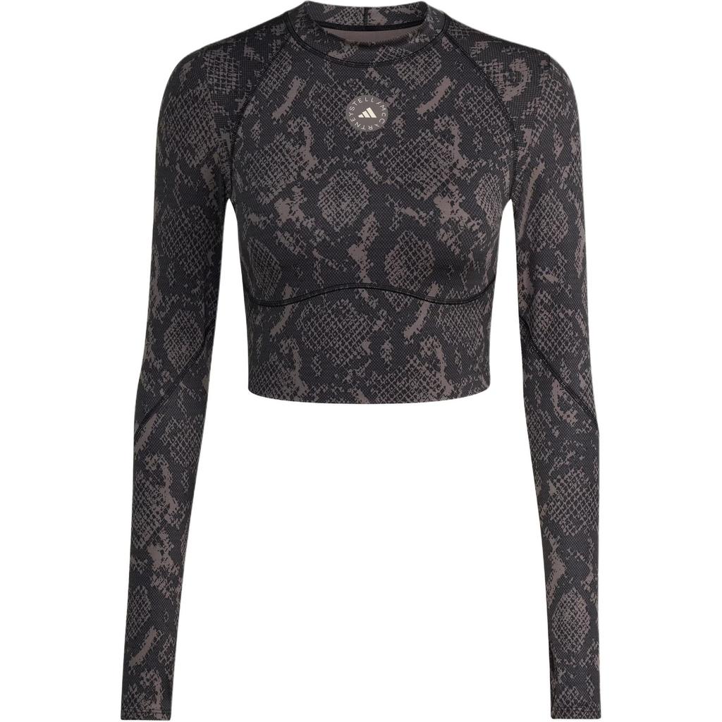 adidas X Stella McCartney Training Long-Sleeve Crop Printed Charcoal/Black Women Tops Grey JW4567