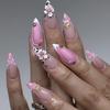 Le Fan 3D Floral Almond Bow False Nails - Nail Art Tips