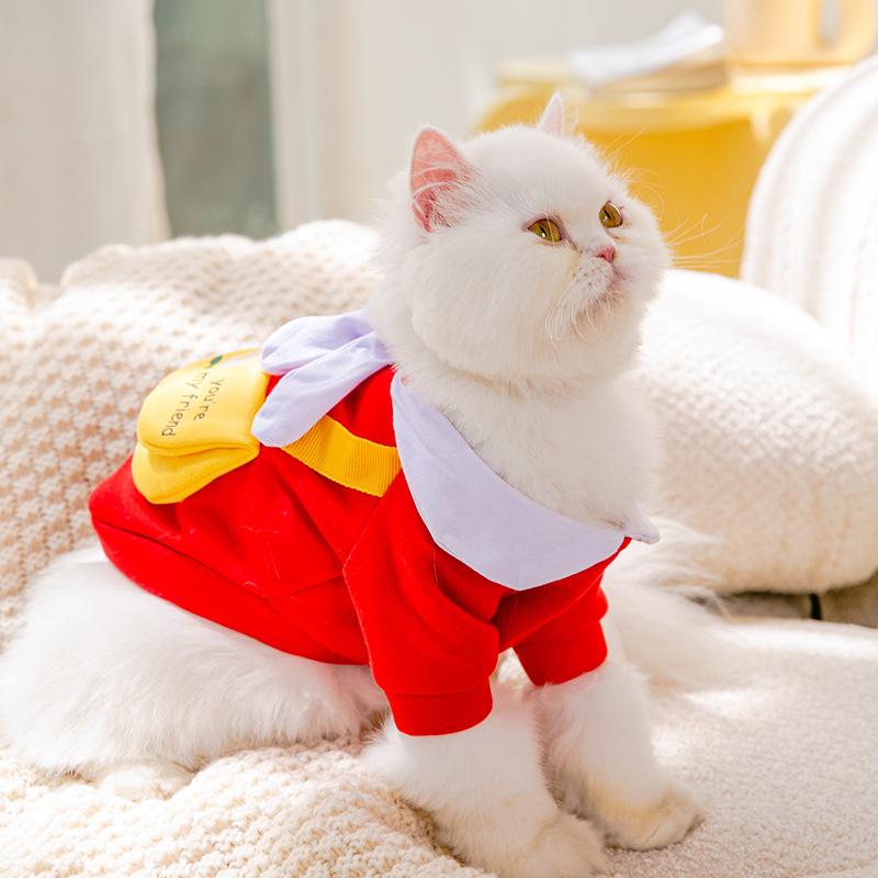 Cat Clothes Autumn and Winter Warm Two-legged Sweatshirt Anti-fall Hair Muppet Satchel Small Dogs Dog Pet Clothing
