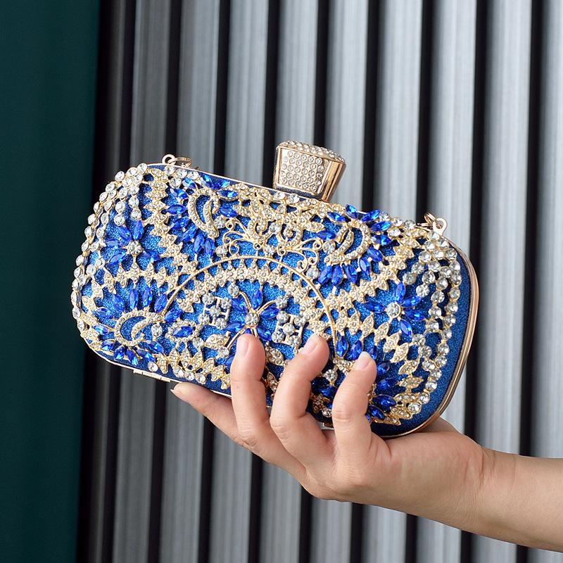 Borsa a Mano Argentata Lusso Donna Borsa alla Moda Cristallo Matrimonio Sposa Signora Diamante Telefoni Cellulari Portafogli Donna Borsa a Spalla