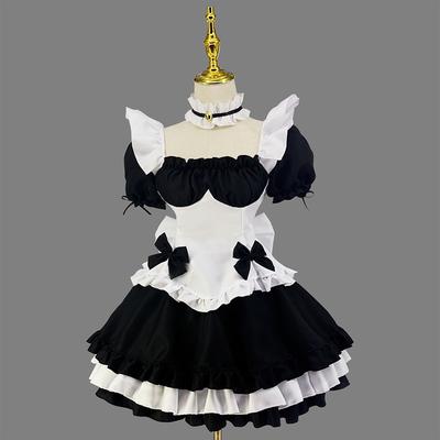 Gaming-Kostüm Cosplay Miracle Nikki Schwarz-Weiß-Schokoladen-Dienstmädchen-Outfit Lolita-Prinzessinnenkleid