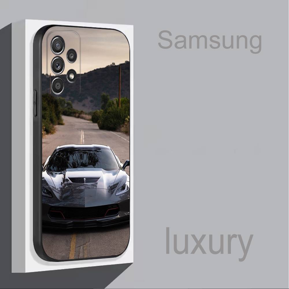 Car C-CorvetteS C8 C7 COOL For Samsung S 25,24,23,22,30,21,10,9,Ultra,Plus,Lite,FE,4,5G Phone Case Black Soft Case