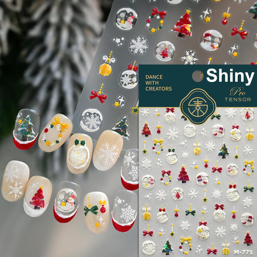 Christmas Cookies Snowflake Christmas Tree Gingerbread House Gold Stamped 3D Self Adhesive Nail Art Sticker Xmas Manicure Decals