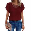 2024 Hollow Lace Splicing Plus Size Short Sleeve T-shirt for Women