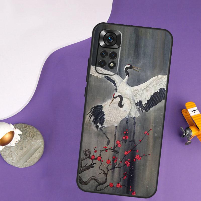 Red-crowned Crane Bird Case For Xiaomi Redmi Note 14 13 Pro 12 9 10 11 Pro 10S 11S 12S Redmi 14C 13C 10C 12C Cover